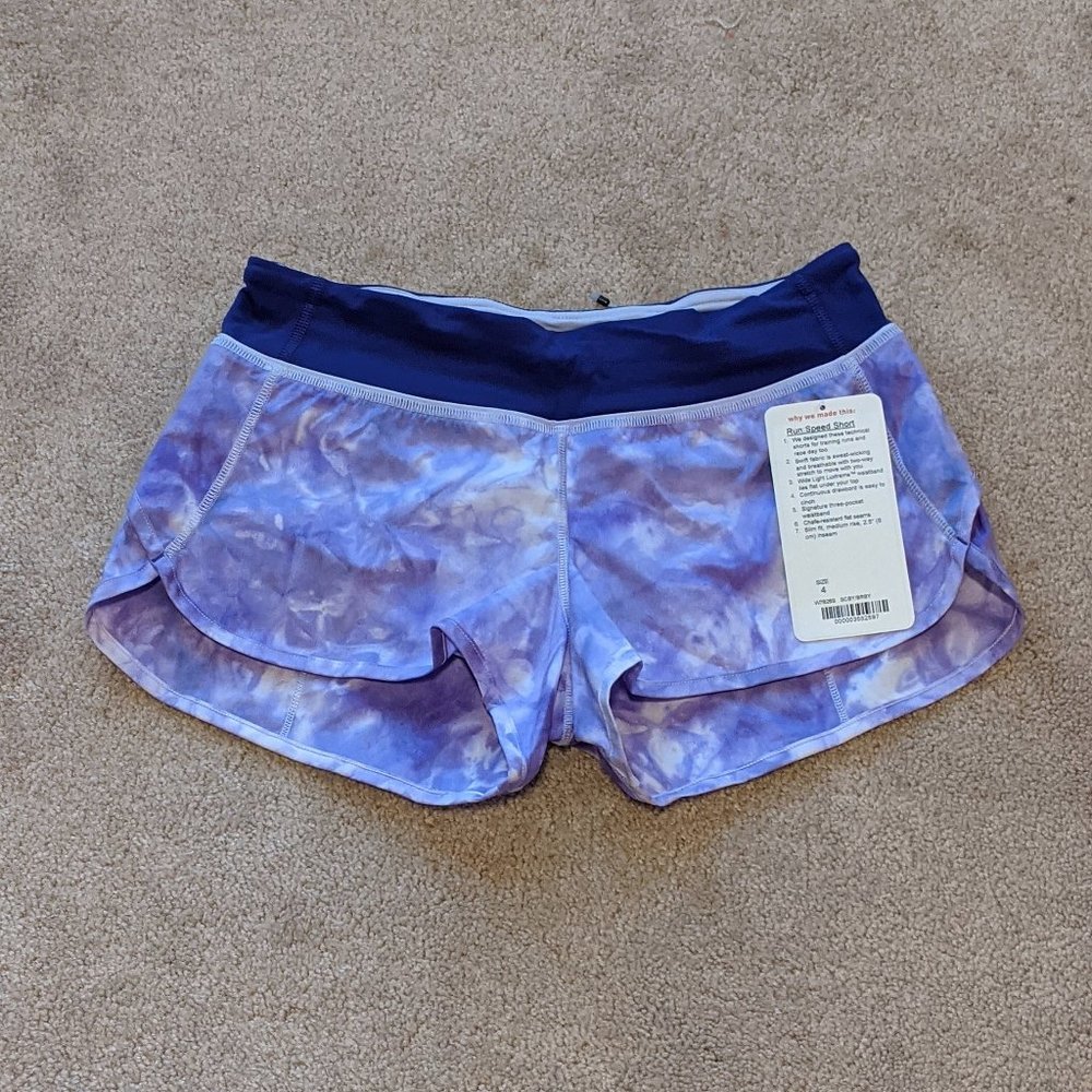 Lululemon Speed Shorts Size 4 Purple Swirl NWT